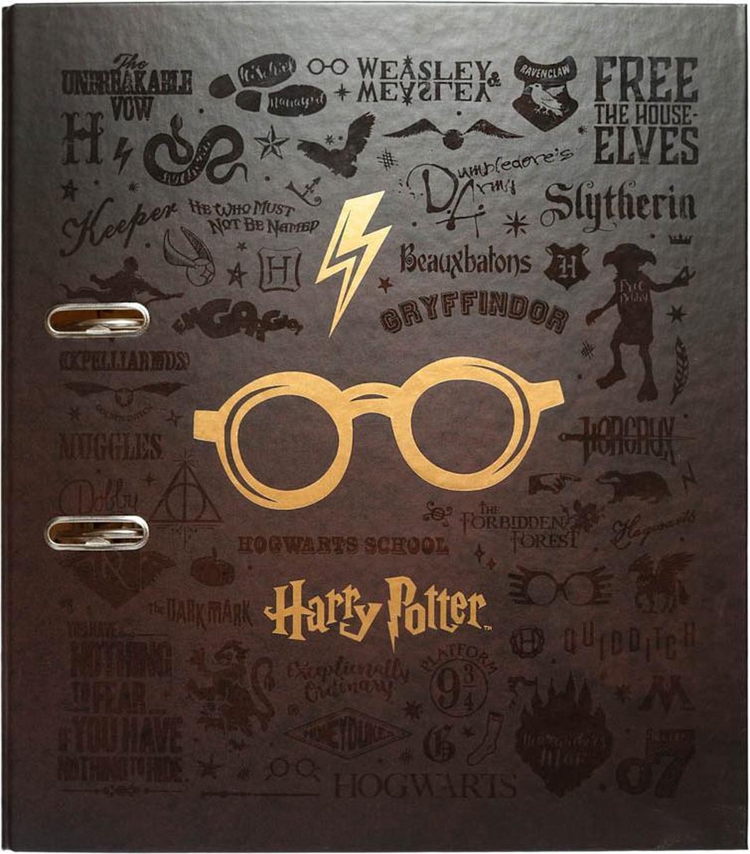 Erik Harry Potter ringband Glasses 2 rings A4 7 cm donkerbruin/goud