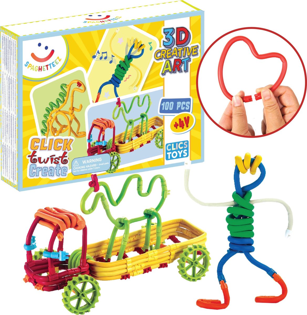 Spaghetteez knutselpakket 3D Clic Toys junior 100 delig