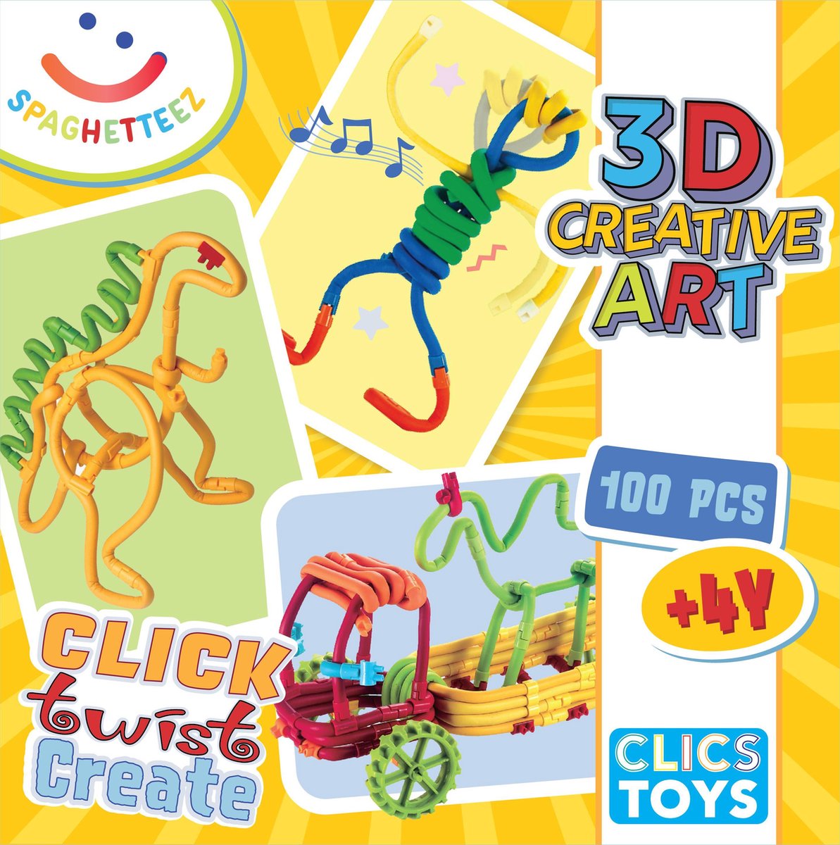 Spaghetteez knutselpakket 3D Clic Toys junior 100 delig