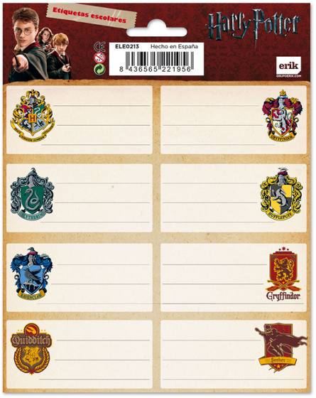 Harry Potter etiketten 4 x 8 cm papier bruin/naturel 16 stuks