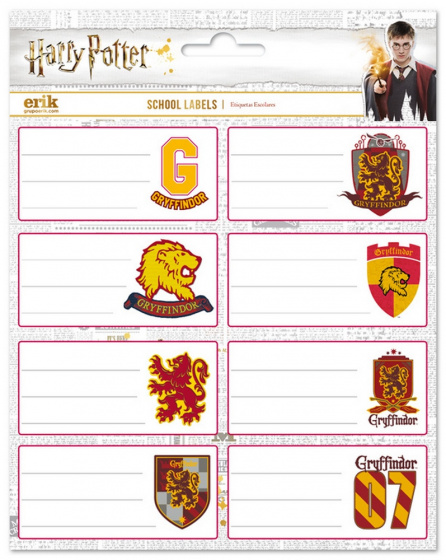 Harry Potter etiketten Gryffindor 4 x 8 cm papier 16 stuks - Blanco