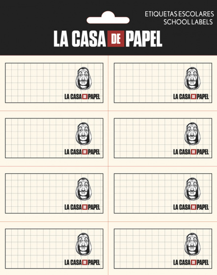 Netflix etiketten La Casa De Papel 4 x 8 cm ivoorwit 16 stuks