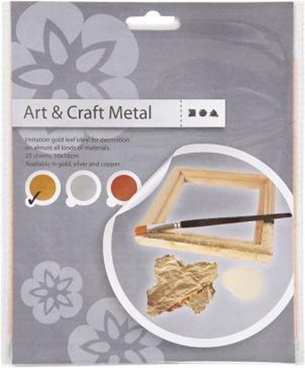Creotime bladmetaalfolie 16 x 16 cm 25 vellen - Goud