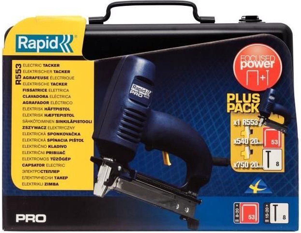 Rapid R553 Elektrische tacker incl. nieten en nagels in koffer - No. 53/8-20mm - No. 8/15-20mm