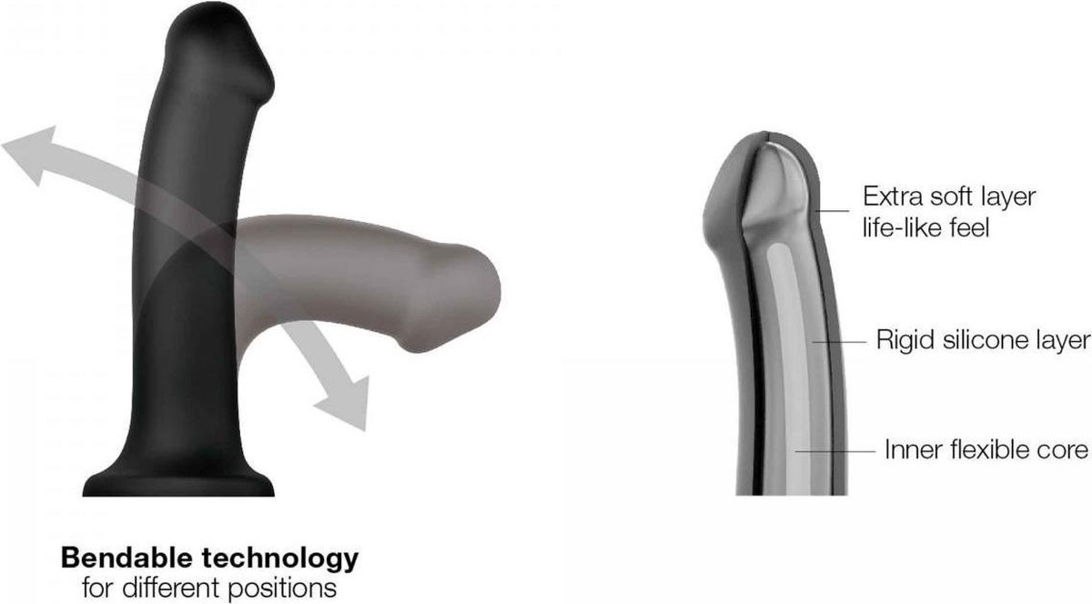 Strap-On-Me Strap On Me - Buigzame Siliconen Dildo - S - Beige