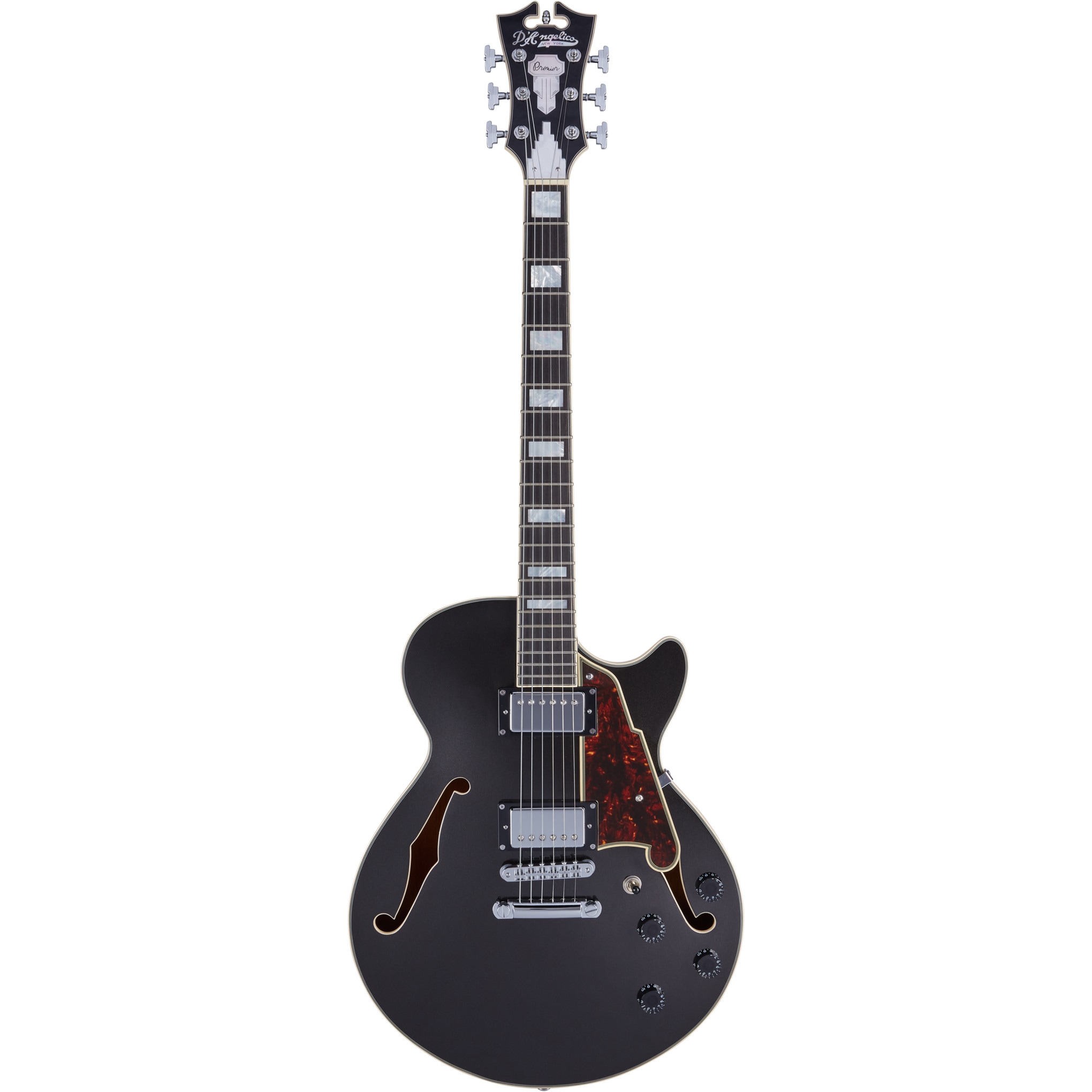 D'Angelico Premier SS Stopbar Black Flake semi-akoestische gitaar met gigbag