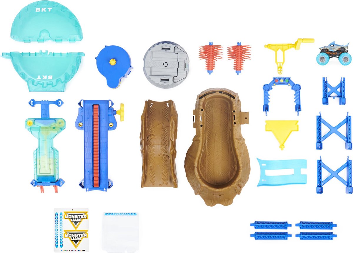 Spinmaster Monster Jam speelset Power Wash junior blauw schaal 1:64