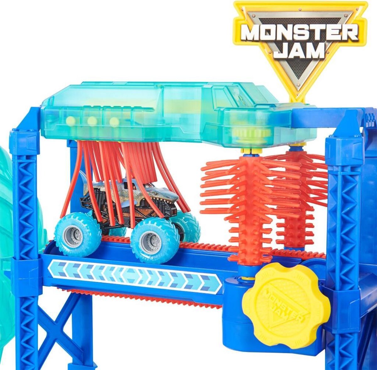 Spinmaster Monster Jam speelset Power Wash junior blauw schaal 1:64