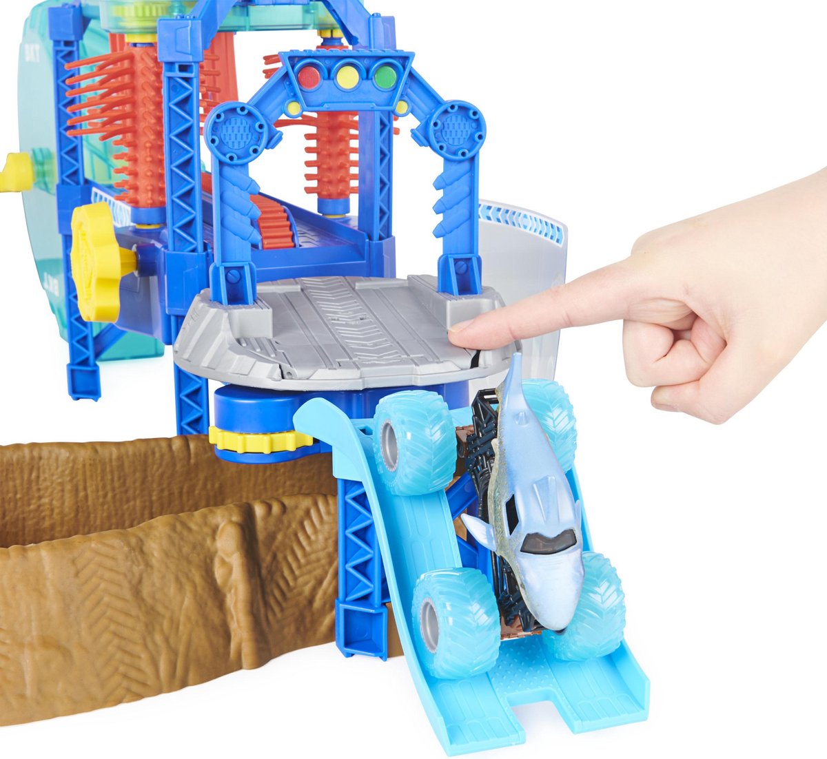 Spinmaster Monster Jam speelset Power Wash junior blauw schaal 1:64
