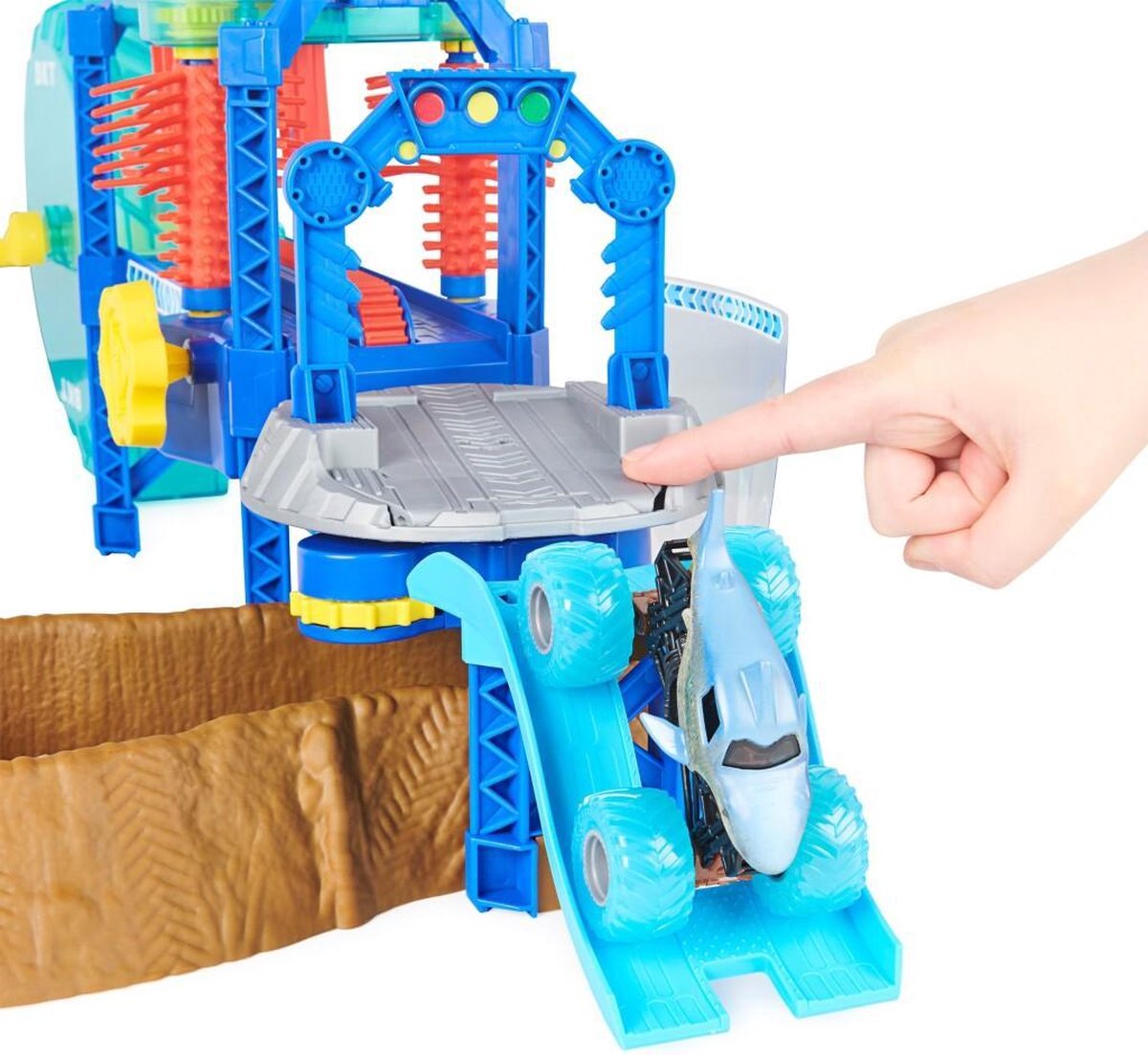 Spinmaster Monster Jam speelset Power Wash junior blauw schaal 1:64