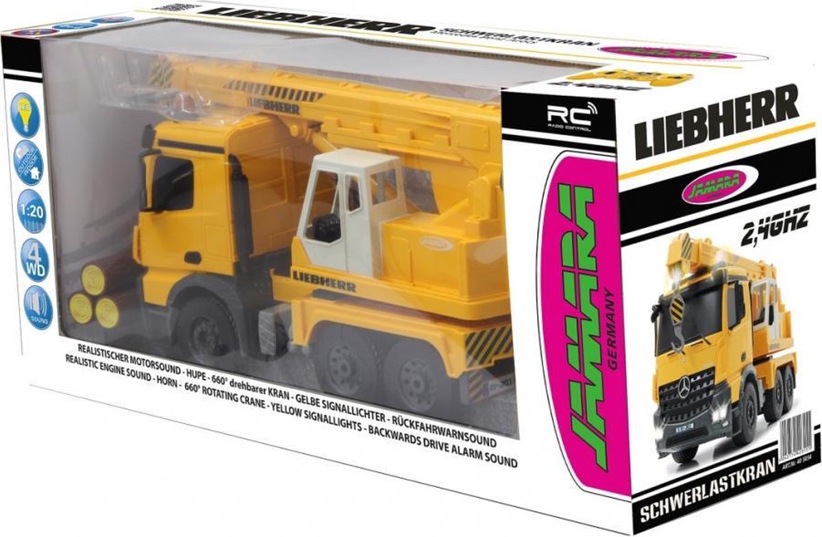 Jamara bouwkraan RC Mercedes Benz Liebherr 2,4 Ghz 1:20 - Geel