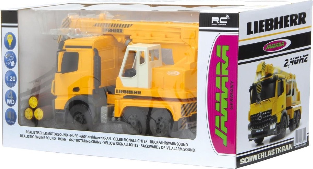 Jamara bouwkraan RC Mercedes Benz Liebherr 2,4 Ghz 1:20 - Geel