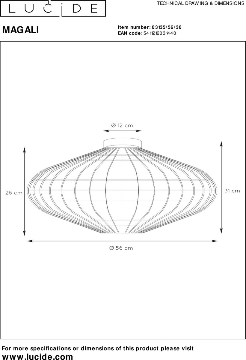 Lucide Magali Plafonnière - - Zwart