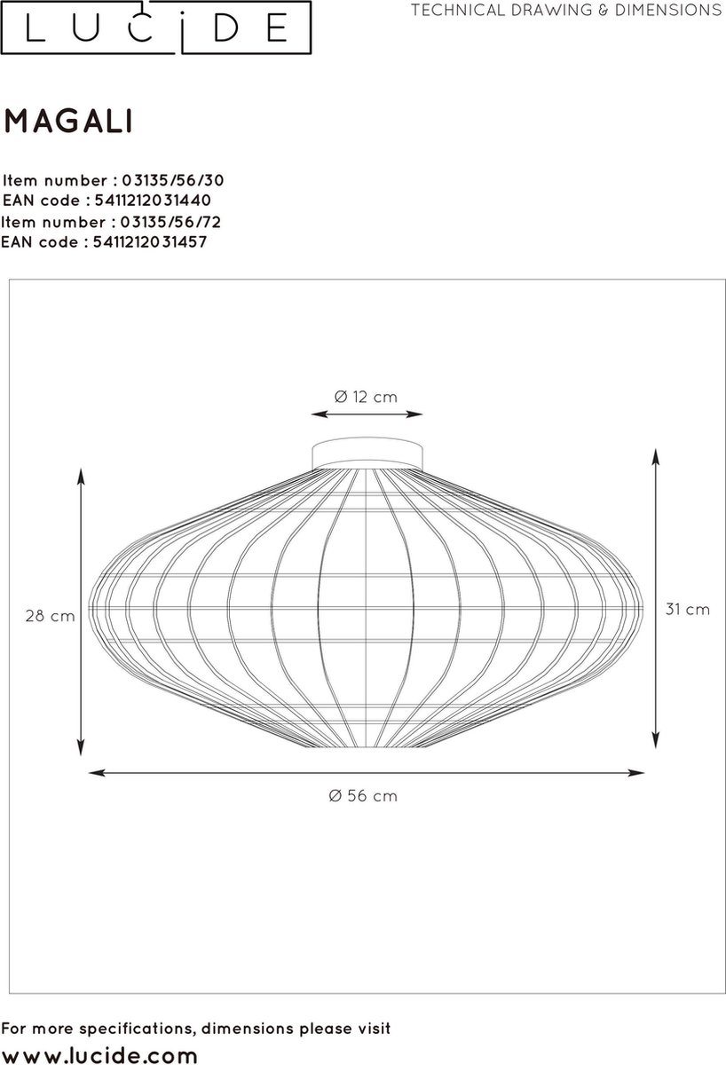 Lucide Magali Plafonnière - - Zwart