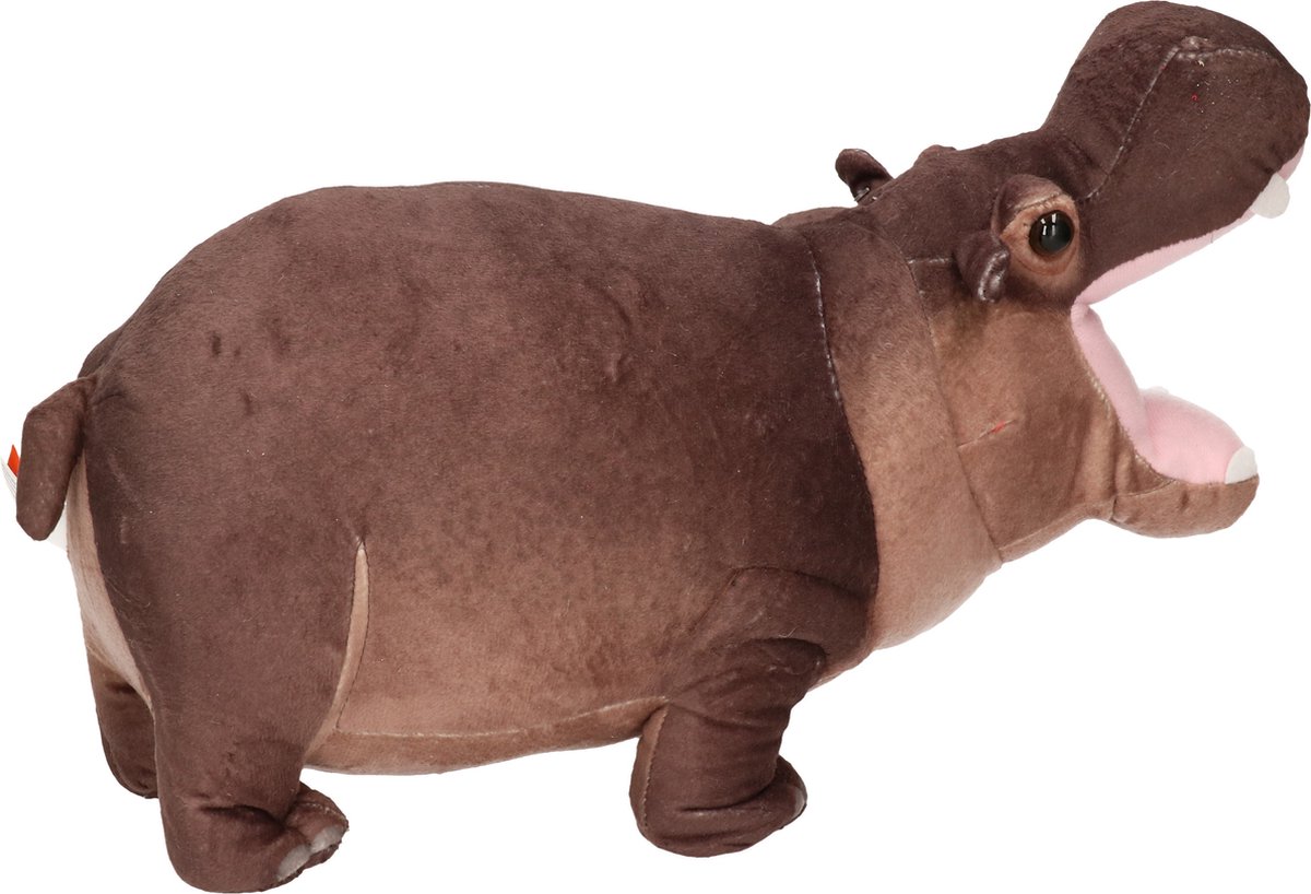 Wild Republic knuffelnijlpaard junior 38 cm pluche - Grijs