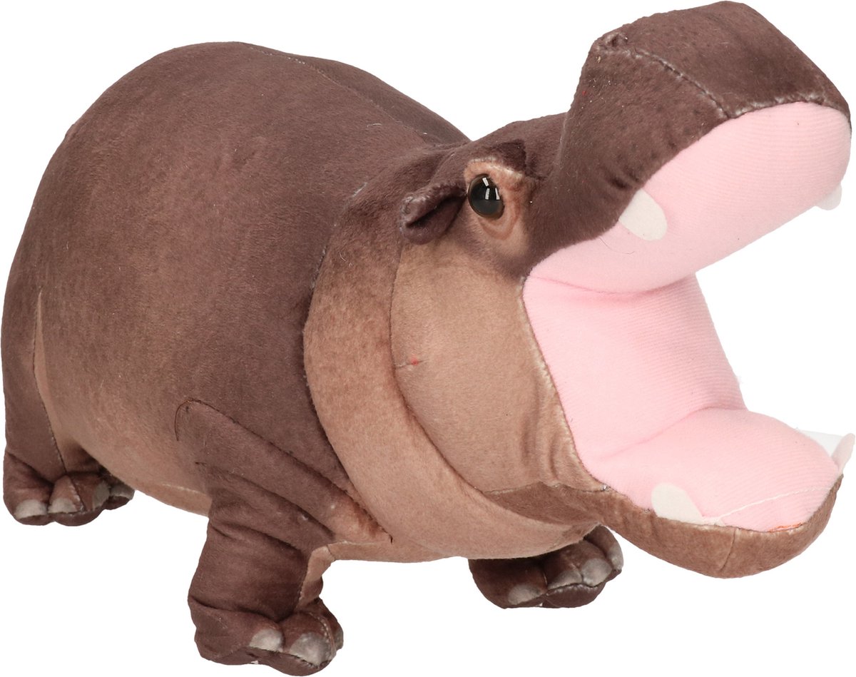 Wild Republic knuffelnijlpaard junior 38 cm pluche - Grijs