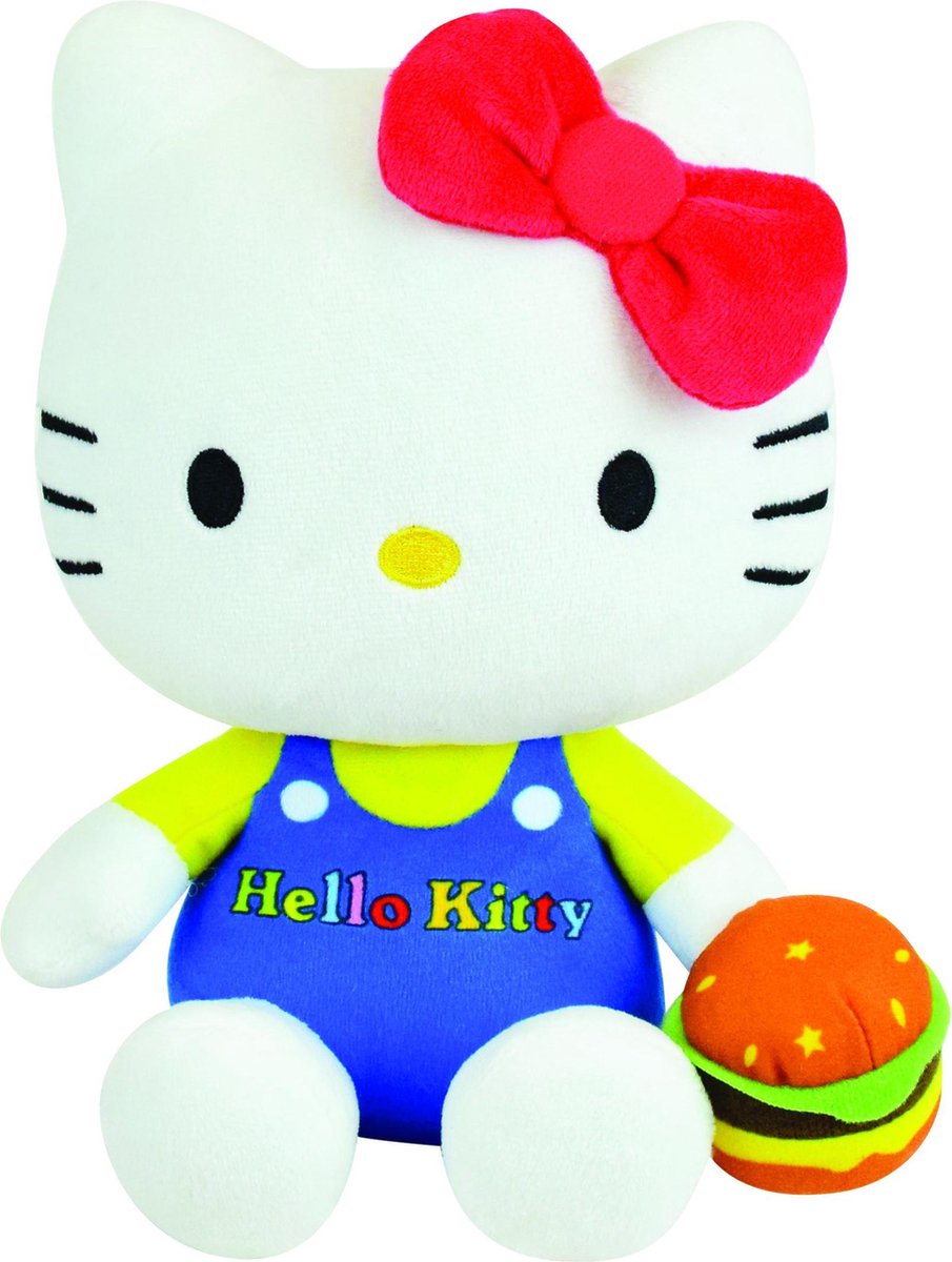 Jemini knuffel Hello Kitty Retro 20 cm pluche wit/blauw