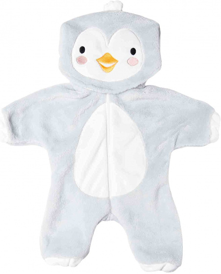 Heless poppenonesie Pinguïn junior fluweel wit/ mt 35 45 cm - Grijs