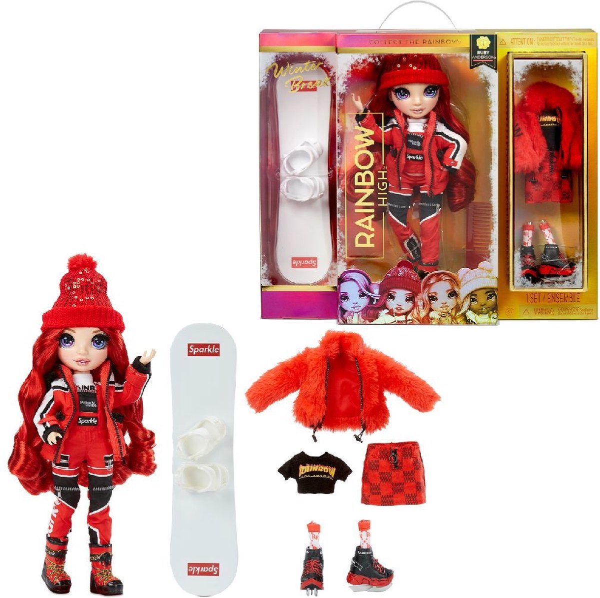 MGA Rainbow High Fashion Winter Break Doll- Ruby Anderson (Red)
