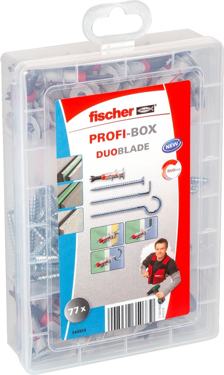 Fischer 548859 | Profi-Box | DuoBlade | gipsplaatpluggen met schroeven en haken | 77 Delig