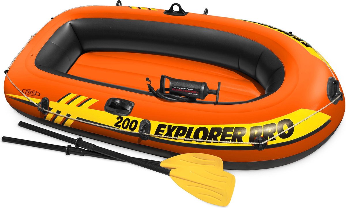 Intex opblaasboot Explorer Pro 200 set 196 x 102 x 33 cm - Geel