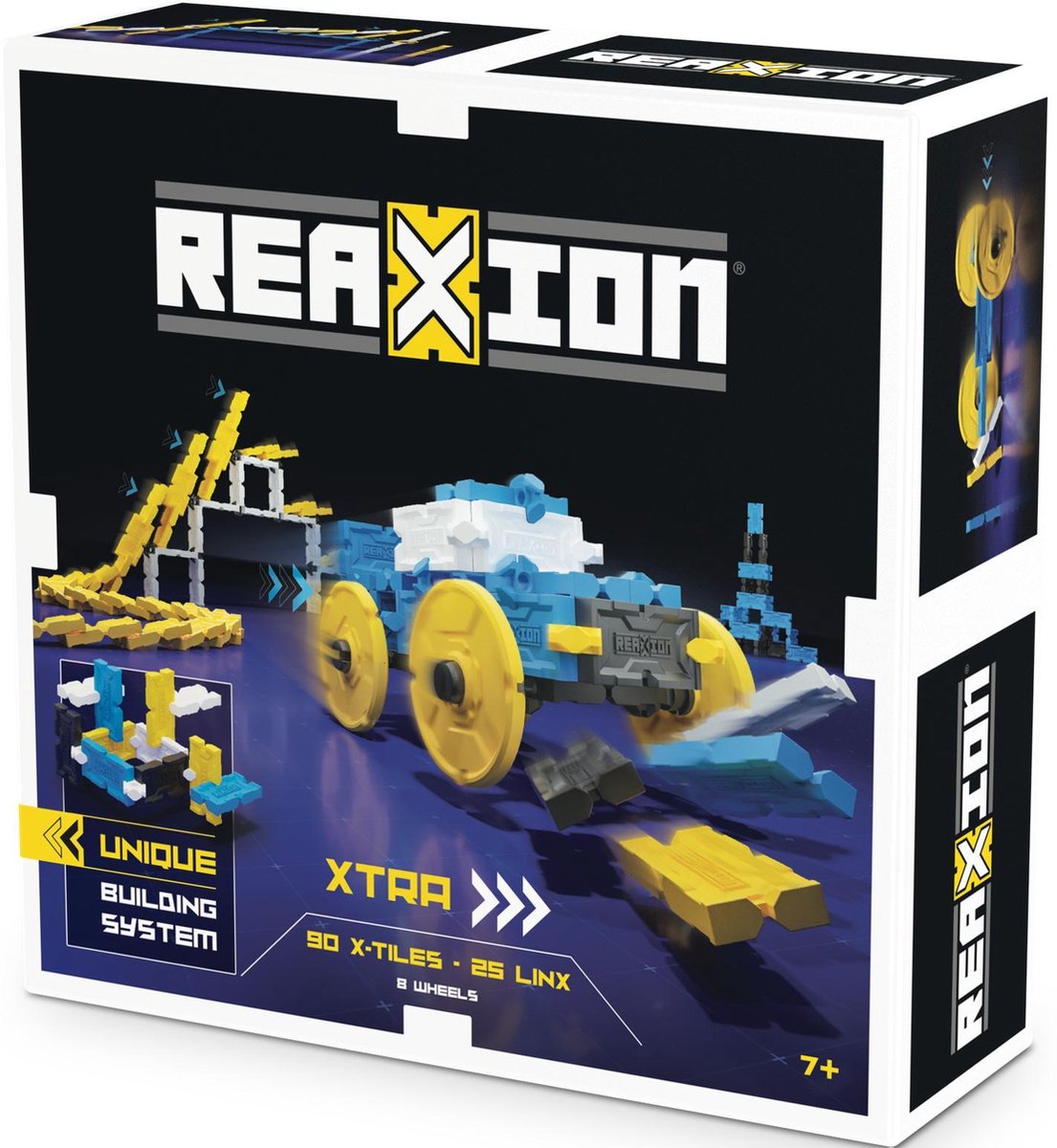 Goliath dominostenen Reaxion Xtra junior blauw/geel 108 delig