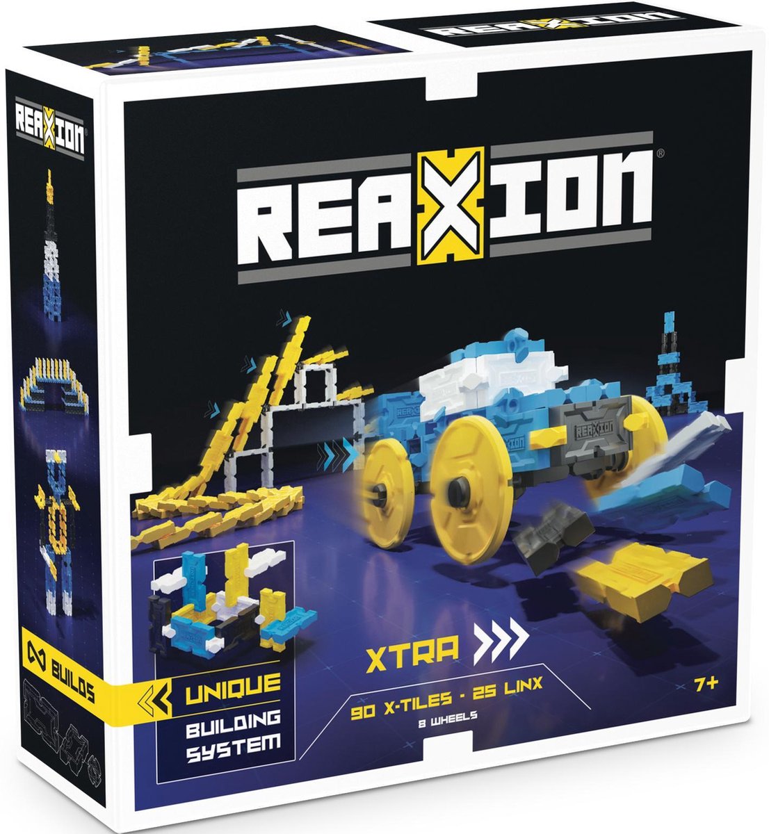 Goliath dominostenen Reaxion Xtra junior blauw/geel 108 delig
