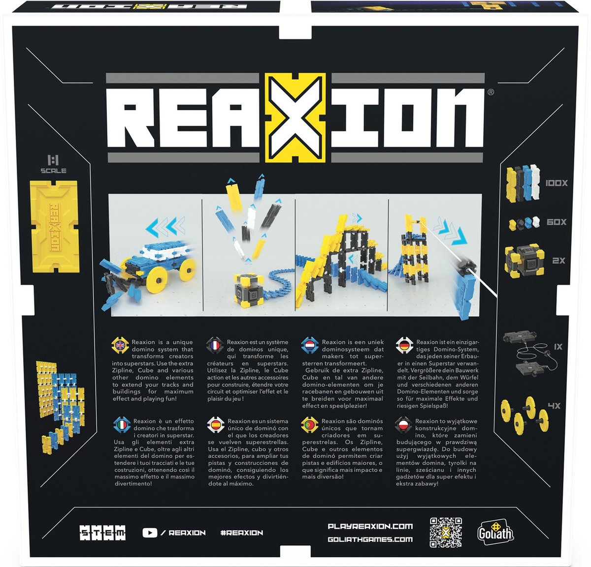 Goliath dominostenen Reaxion Xpand junior blauw/geel 167 delig
