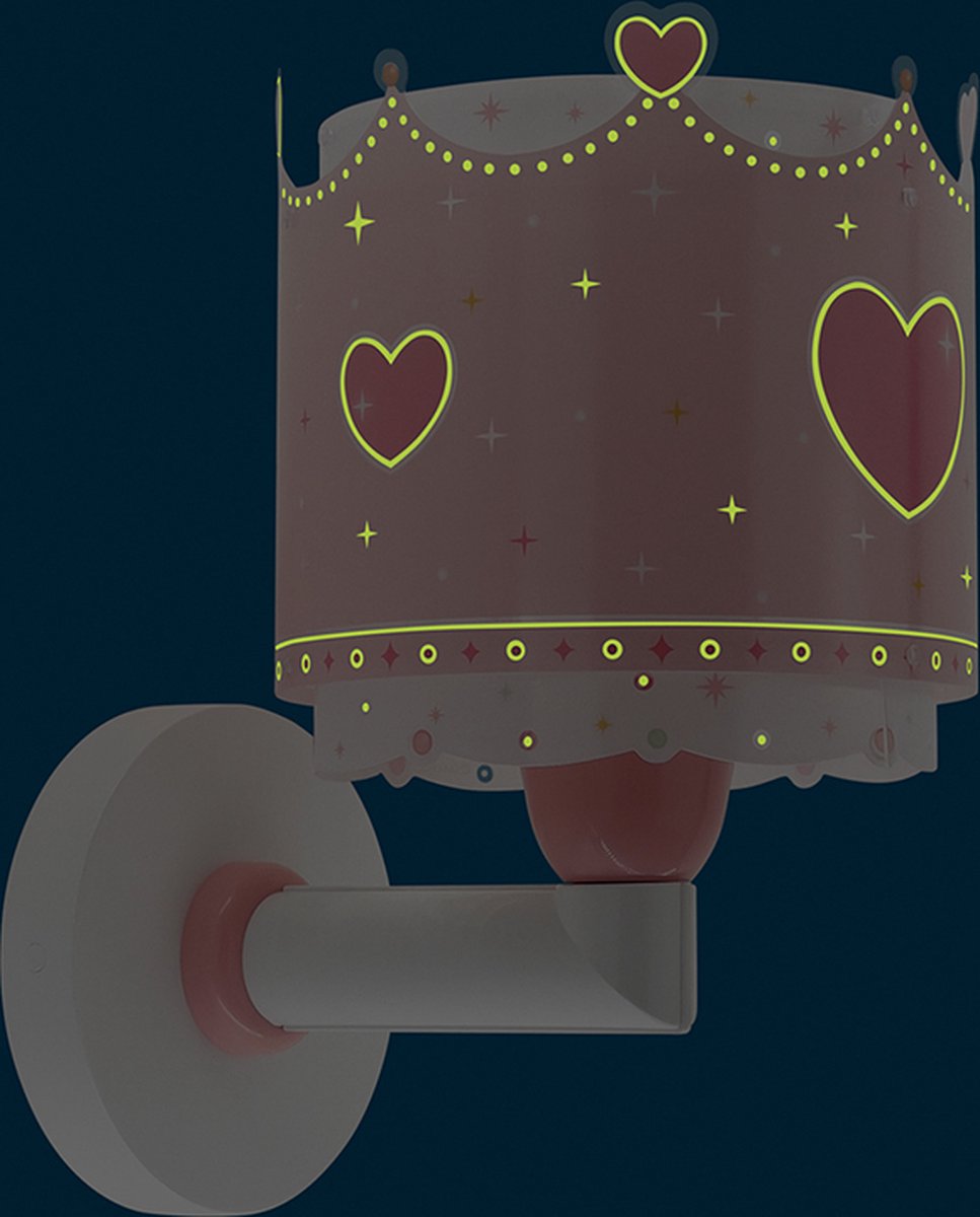 Dalber wandlamp Little Queen meisjes 20 x 24 cm E27 roze/wit