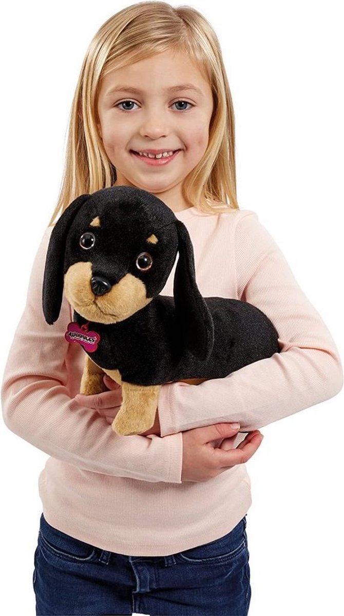 Goliath Animagic knuffel Waggles junior pluche 20 cm - Zwart