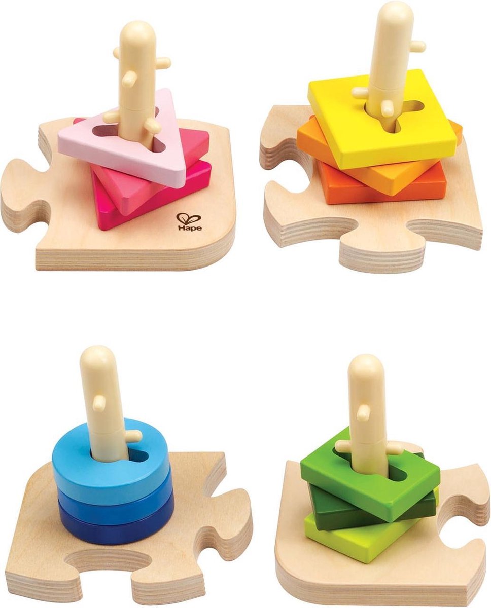 Hape houten puzzel en sorteerplank 16 delig