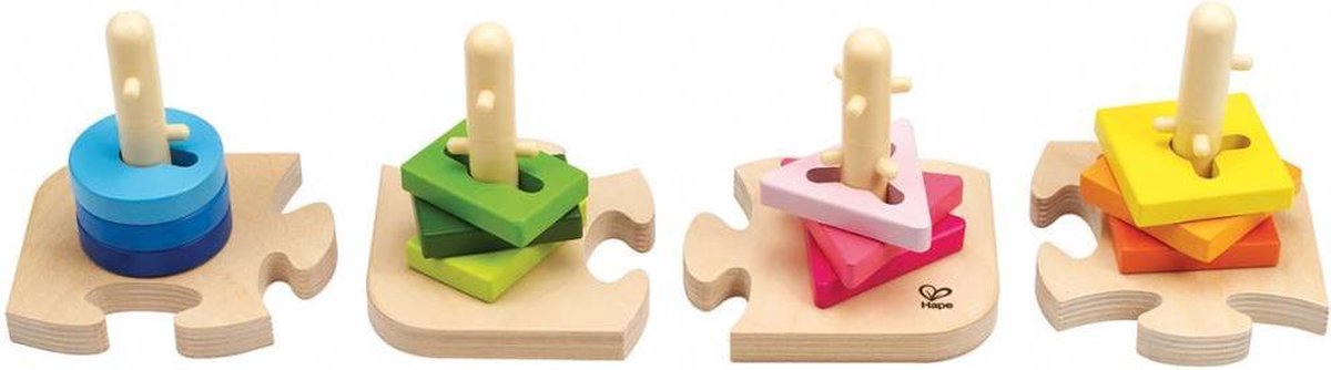 Hape houten puzzel en sorteerplank 16 delig