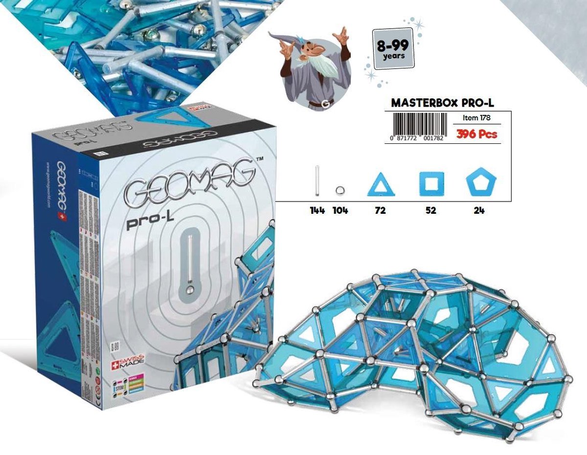 Geomag Education Set MasterBox Pro L blauw 396 delig