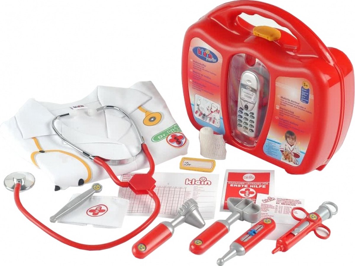 Klein kinderkostuum Dokter met accessoires - Rood