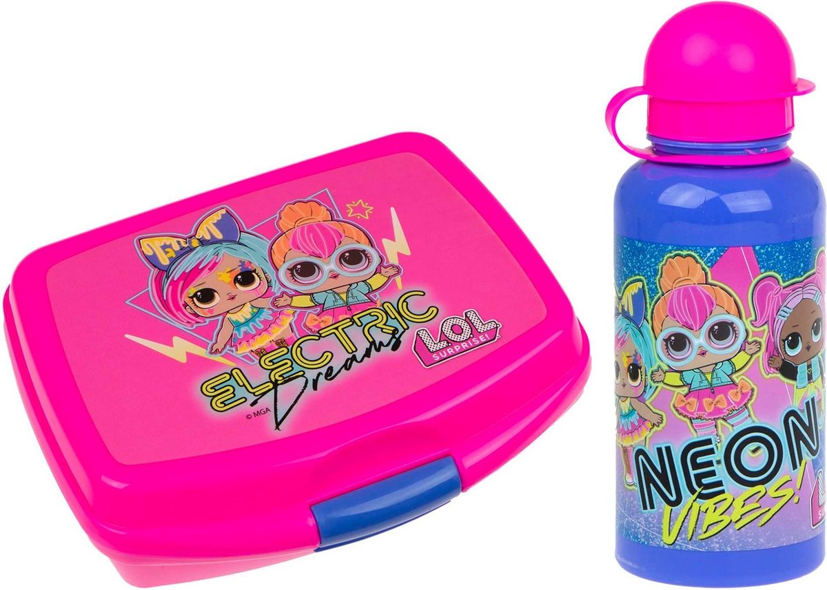 L.O.L. Surprise! lunchbox met drinkfles Electric 400 ml - Roze