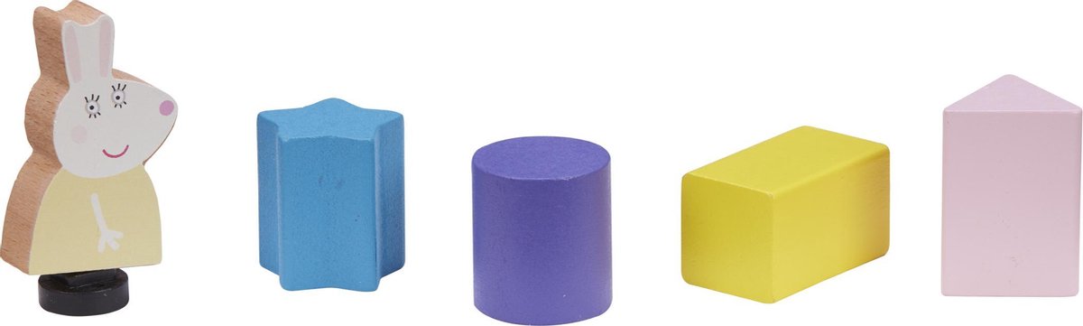 Peppa Pig speelgoedbus junior 23,5 x 8 cm hout 11 delig - Blauw