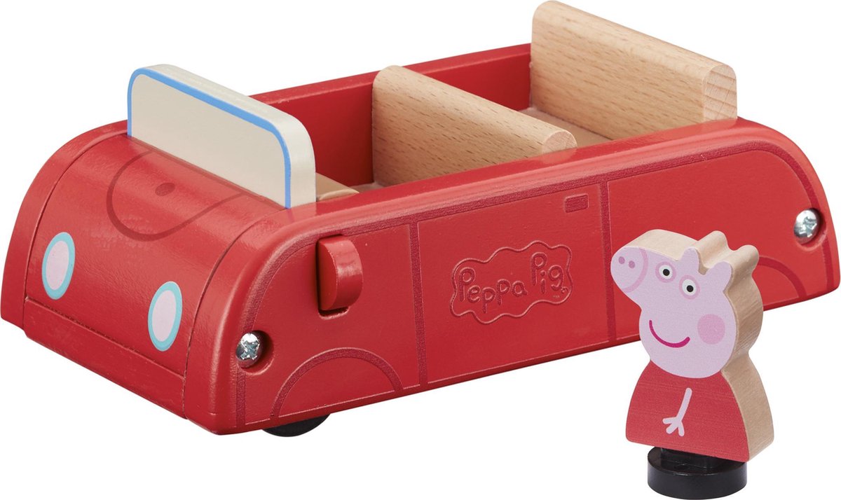 Peppa Pig speelgoedauto junior 15,3 x 9,7 cm hout 2 delig - Rood