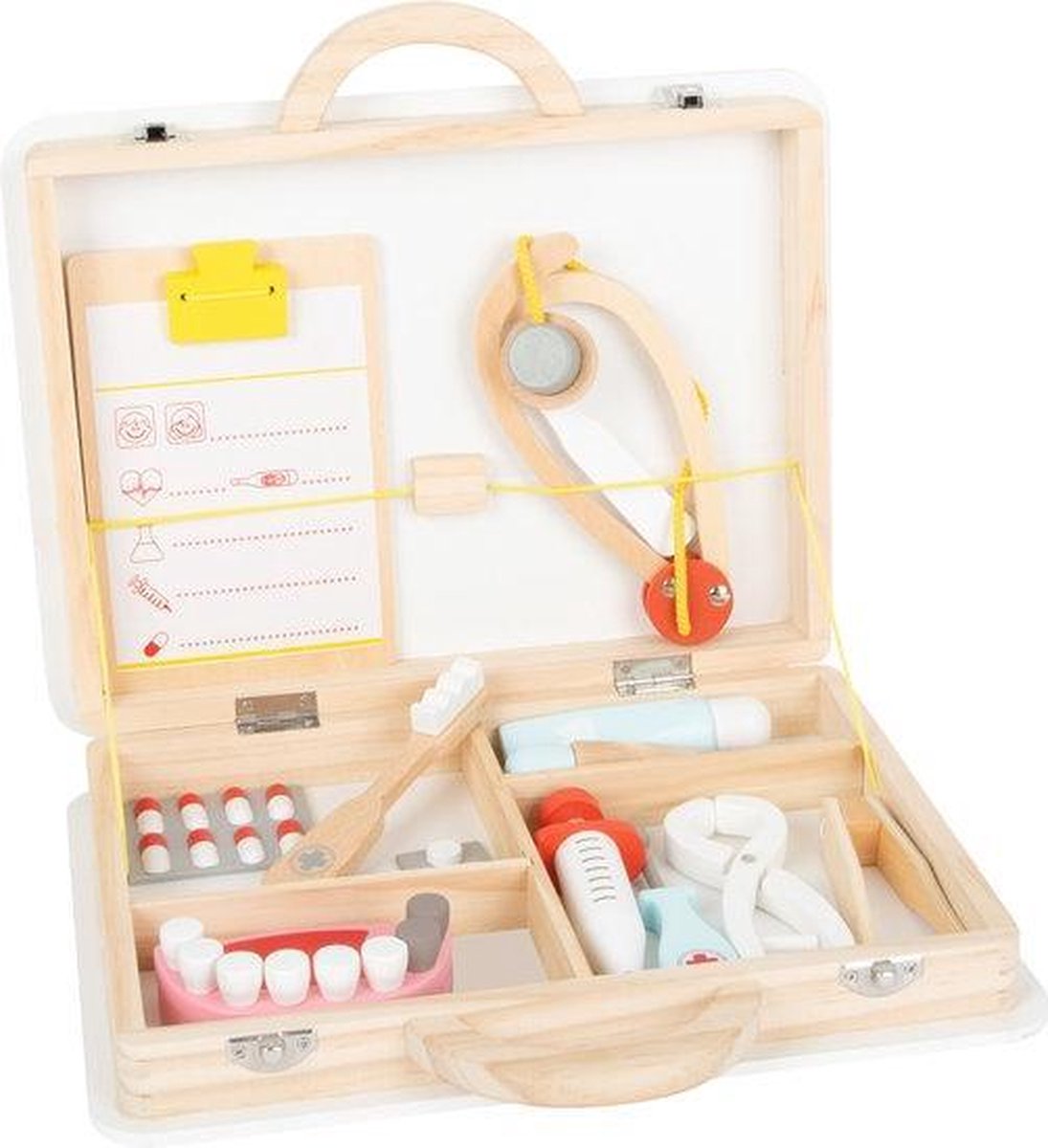 Small Foot dokter en tandartskoffer 29 x 26 cm hout wit/blauw