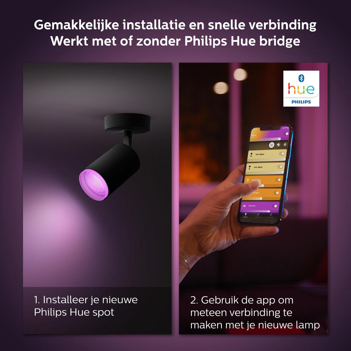 Philips Hue Fugato 3-Spot White & Colour Bluetooth - Zwart