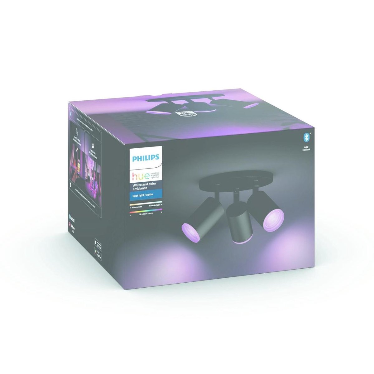 Philips Hue Fugato 3-Spot White & Colour Bluetooth - Zwart