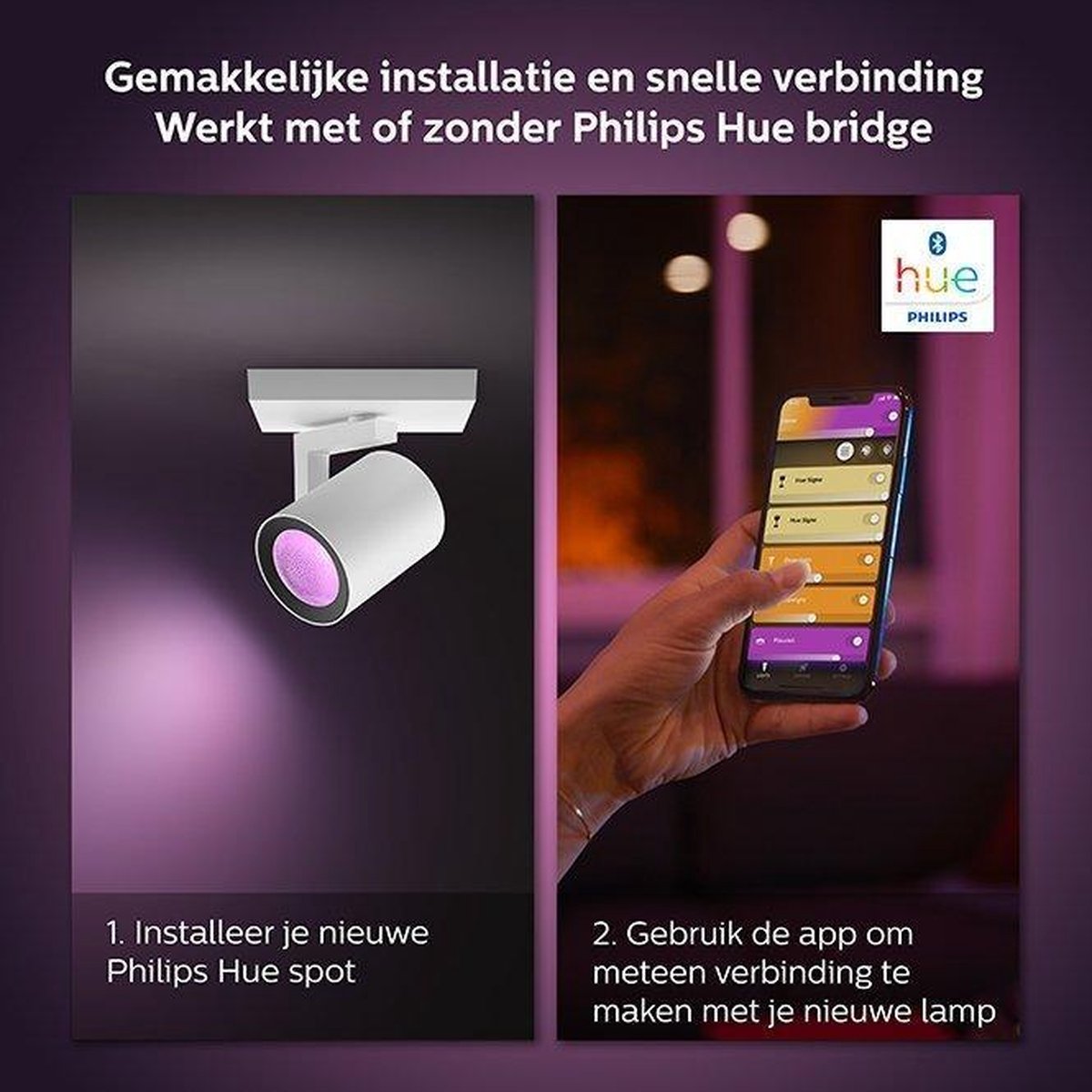 Philips Hue Fugato 3-Spot White & Colour Bluetooth - Zwart