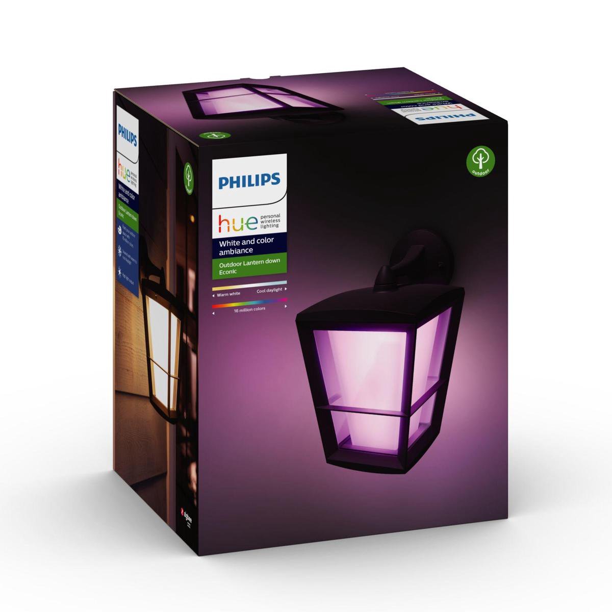 Philips Hue Econic buitenwandlamp klassiek hangend - Zwart