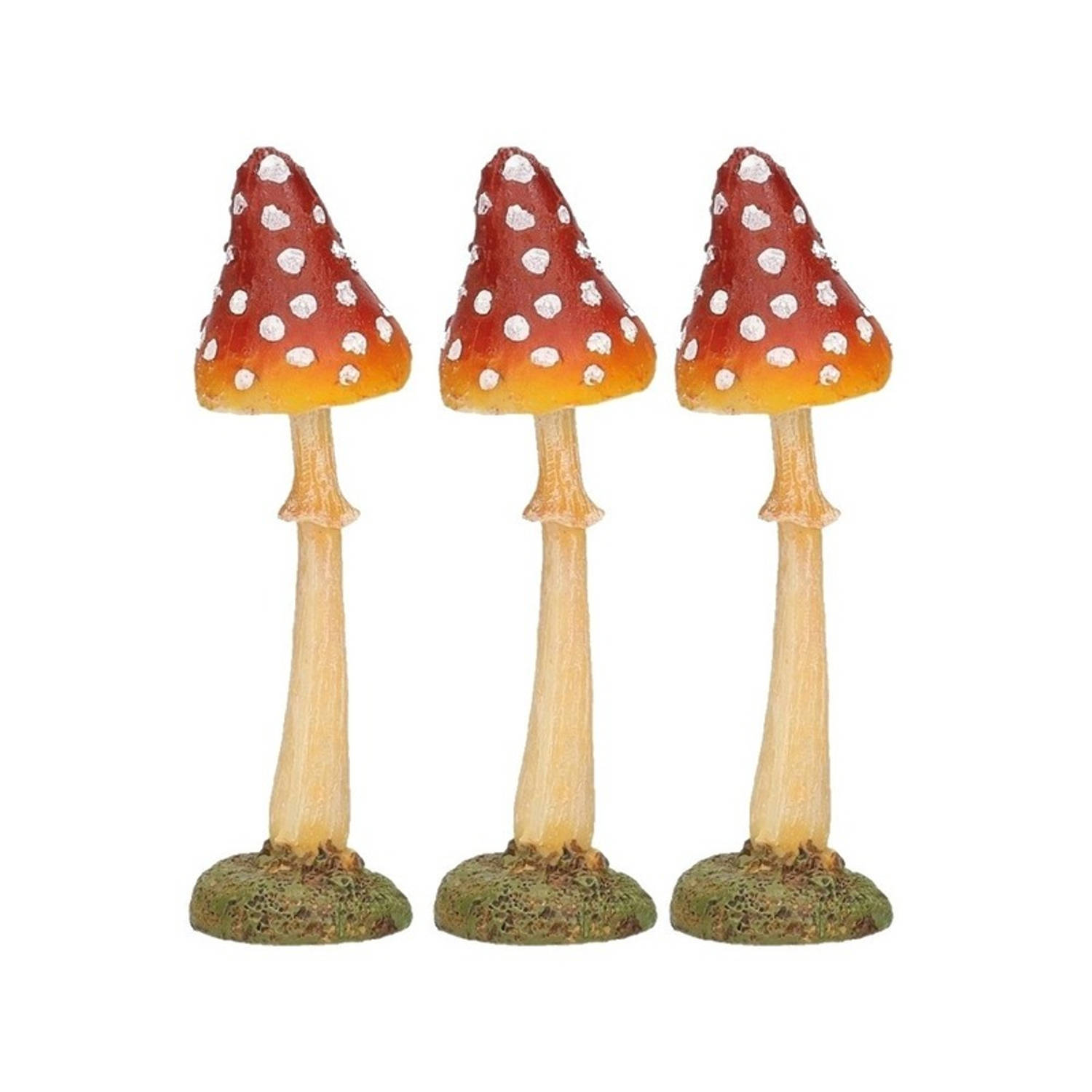 Een Set Van 3 Herfst Decoratie Paddenstoelen - Vliegenzwammen 12 Cm