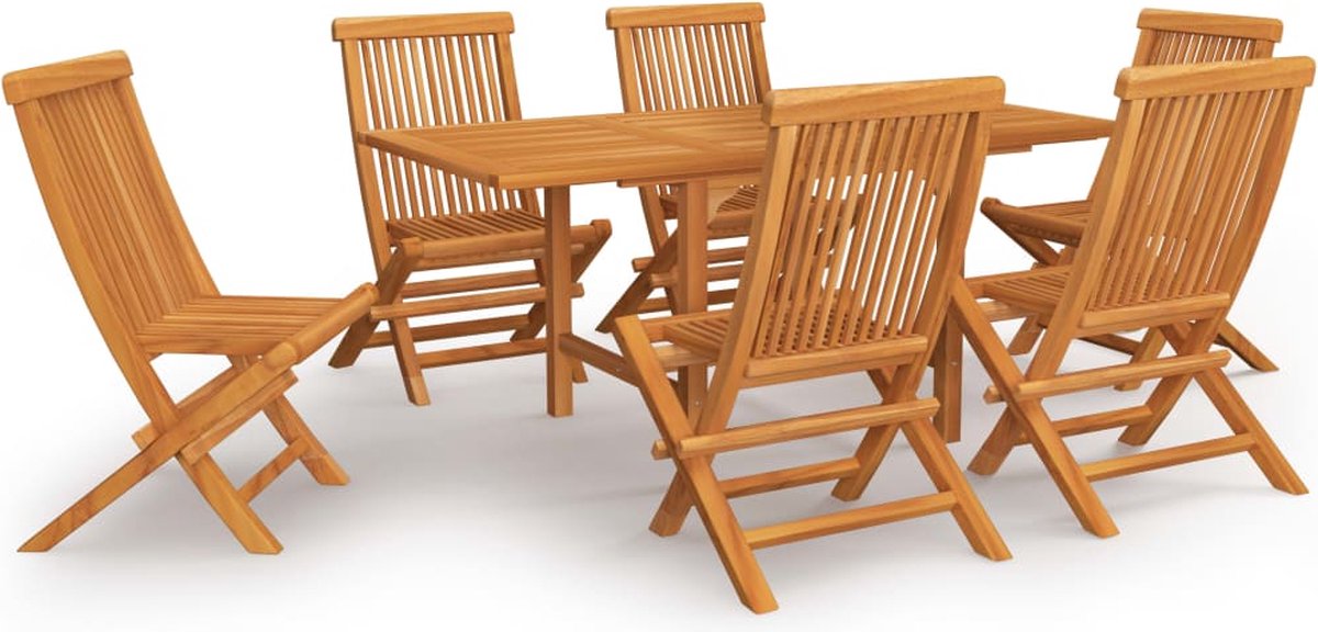 Vidaxl 7-delige Tuinset Massief Teakhout - Bruin