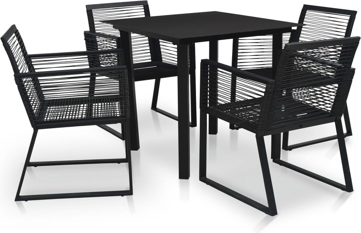 Vidaxl 5-delige Tuinset Pvc-rattan - Zwart