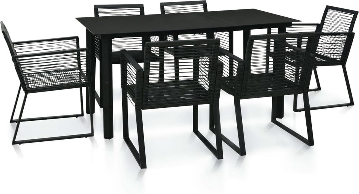 Vidaxl 7-delige Tuinset Pvc-rattan - Zwart