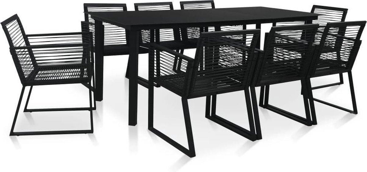 Vidaxl 9-delige Tuinset Pvc-rattan - Zwart