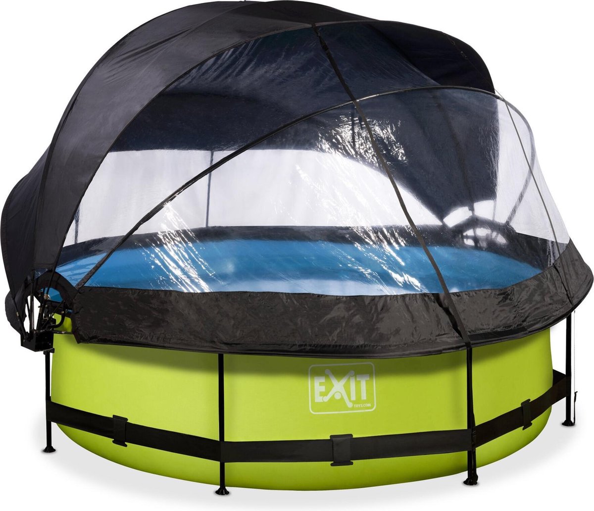 EXIT Toys Lime Zwembad ø300x76cm Met Overkapping, Schaduwdoek En Filterpomp - - Groen