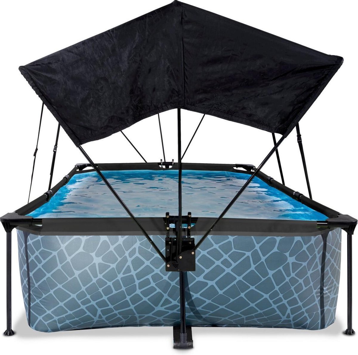 EXIT Toys Stone Zwembad 220x150x65cm Met Schaduwdoek En Filterpomp - - Grijs