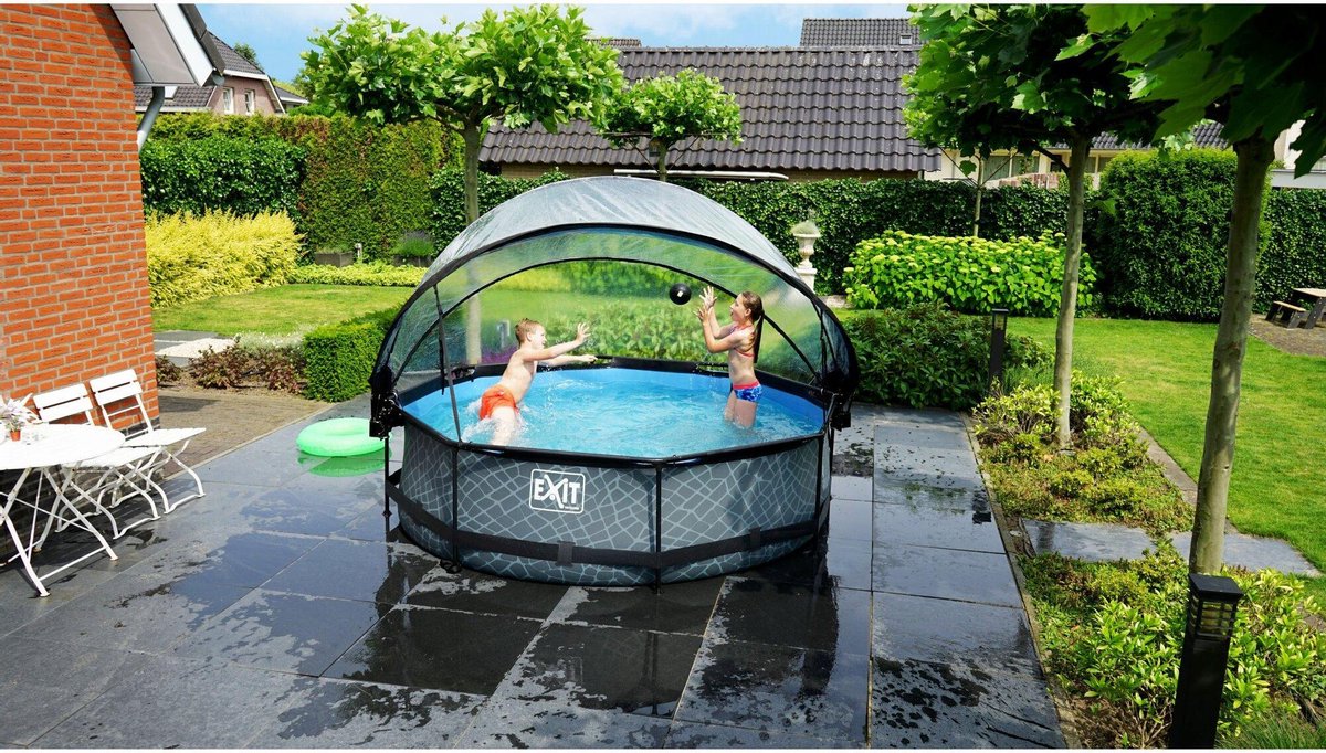 EXIT Toys Lime Zwembad ø300x76cm Met Overkapping En Filterpomp - - Groen